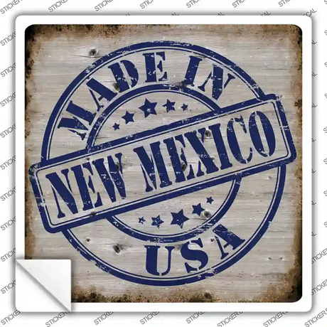 New Mexico Stamp On Wood Novelty Square Sticker Decal