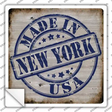 New York Stamp On Wood Novelty Square Sticker Decal