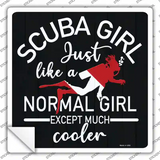 Scuba Girl Novelty Square Sticker Decal