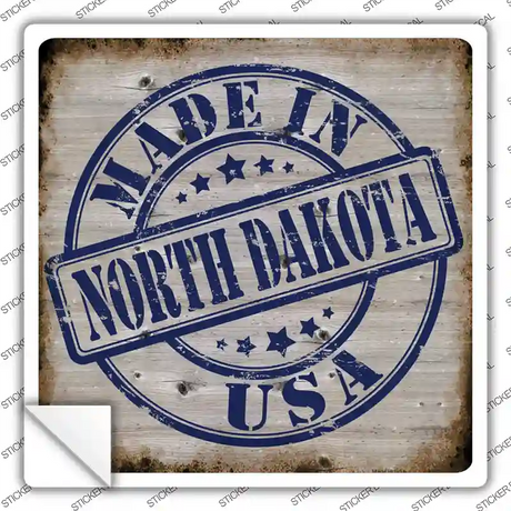 North Dakota Stamp On Wood Novelty Square Sticker Decal