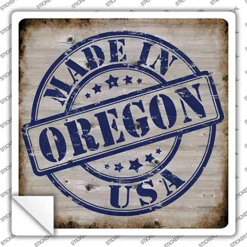 Oregon Stamp On Wood Novelty Square Sticker Decal
