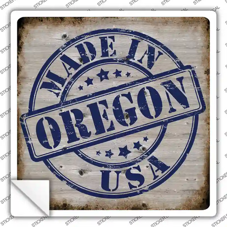 Oregon Stamp On Wood Novelty Square Sticker Decal