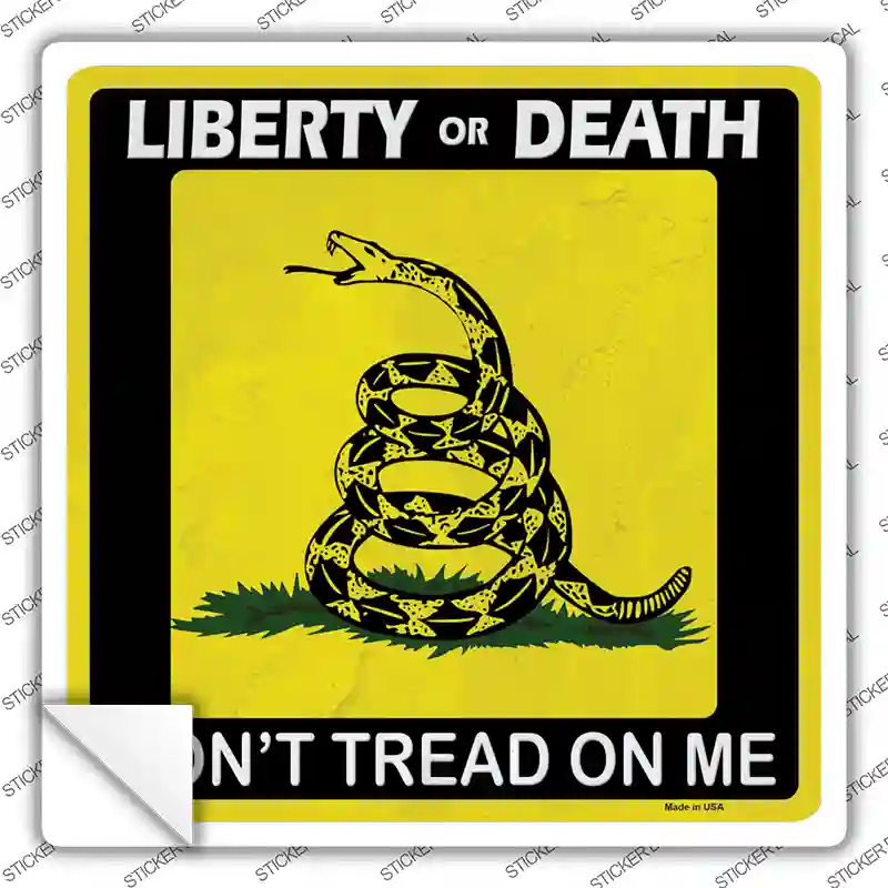 Liberty Or Death Gadsden Novelty Square Sticker Decal