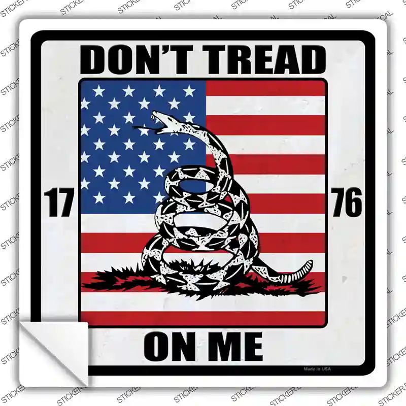 1776 US Flag Gadsden Novelty Square Sticker Decal