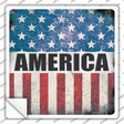 America Flag Background Novelty Square Sticker Decal