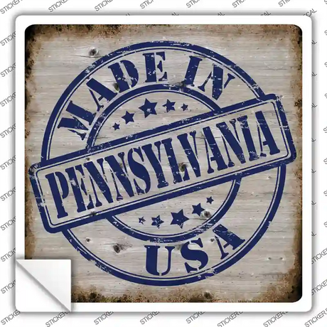 Pennsylvania Stamp On Wood Novelty Square Sticker Decal