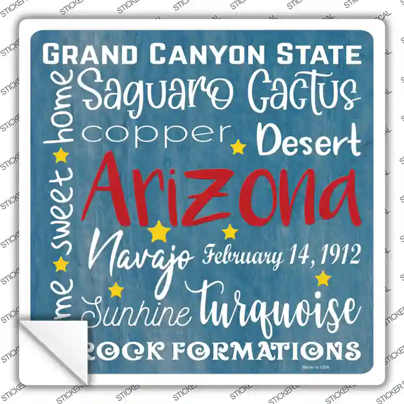 Arizona Motto Novelty Square Sticker Decal