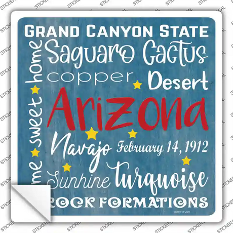 Arizona Motto Novelty Square Sticker Decal