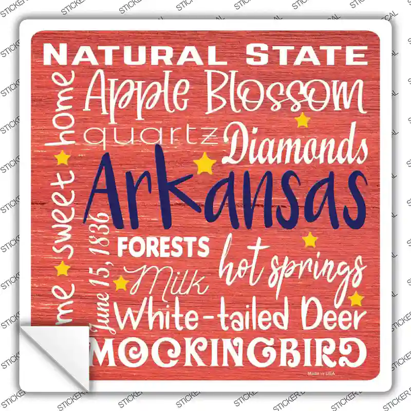 Arkansas Motto Novelty Square Sticker Decal