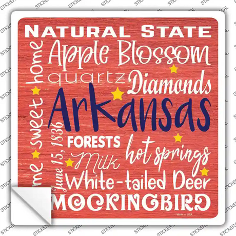 Arkansas Motto Novelty Square Sticker Decal