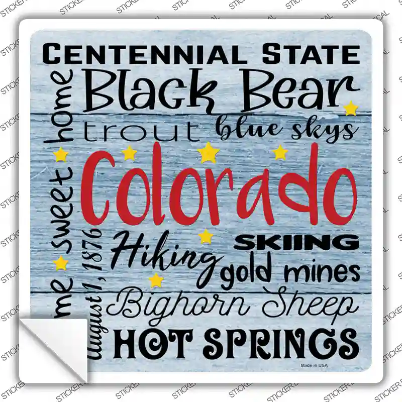 Colorado Motto Novelty Square Sticker Decal