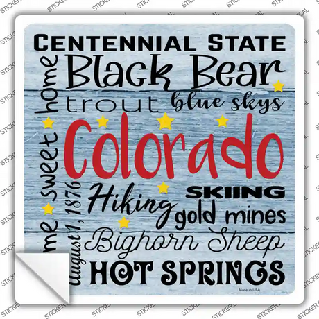 Colorado Motto Novelty Square Sticker Decal