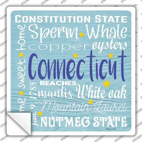 Connecticut Motto Novelty Square Sticker Decal