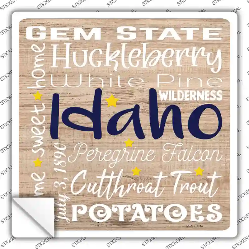 Idaho Motto Novelty Square Sticker Decal