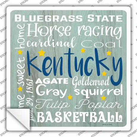 Kentucky Motto Novelty Square Sticker Decal