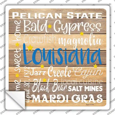 Louisiana Motto Novelty Square Sticker Decal