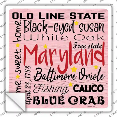 Maryland Motto Novelty Square Sticker Decal
