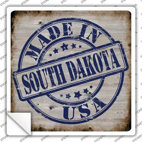 South Dakota Stamp On Wood Novelty Square Sticker Decal