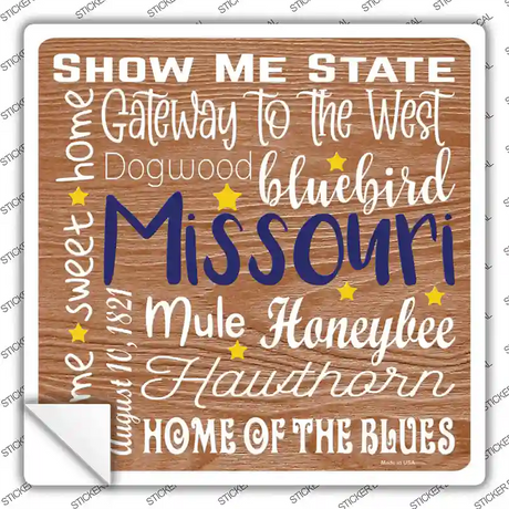 Missouri Motto Novelty Square Sticker Decal
