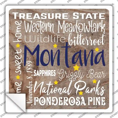 Montana Motto Novelty Square Sticker Decal