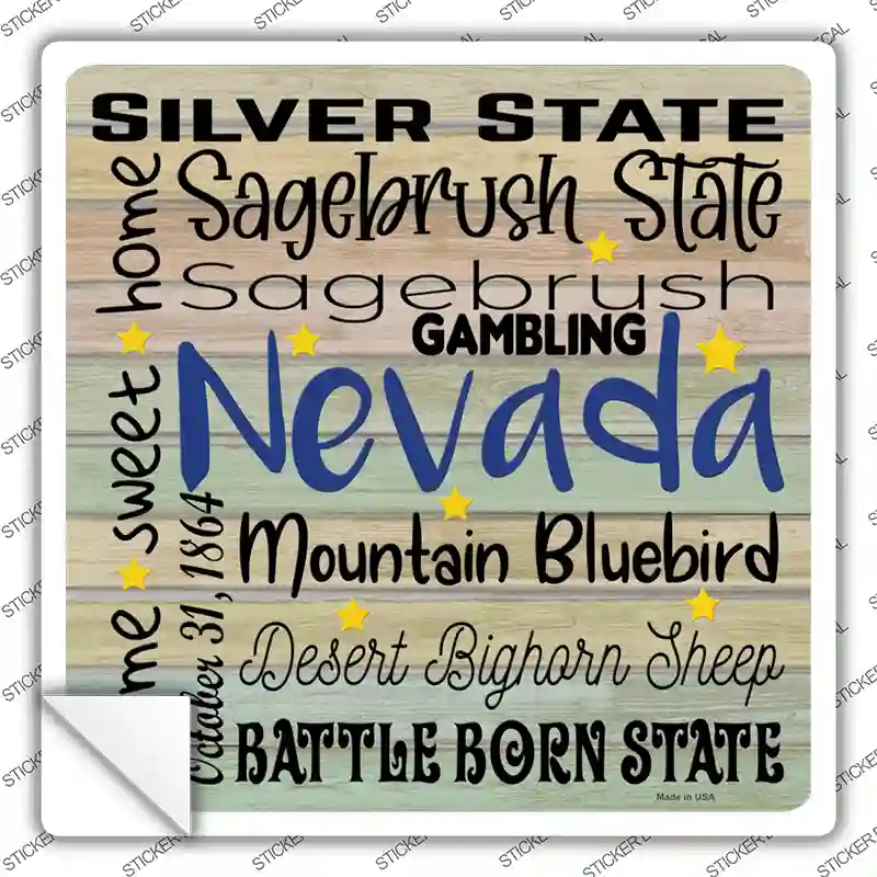 Nevada Motto Novelty Square Sticker Decal