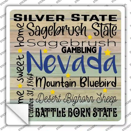 Nevada Motto Novelty Square Sticker Decal