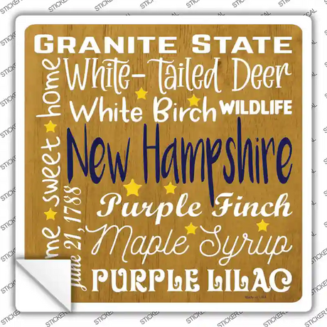New Hampshire Motto Novelty Square Sticker Decal