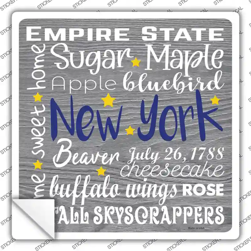 New York Motto Novelty Square Sticker Decal