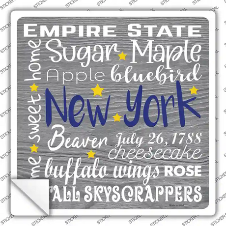 New York Motto Novelty Square Sticker Decal