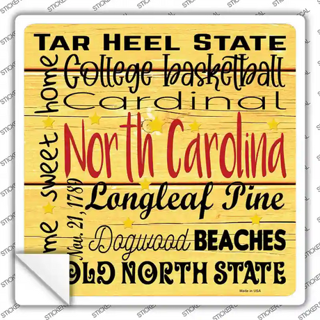 North Carolina Motto Novelty Square Sticker Decal