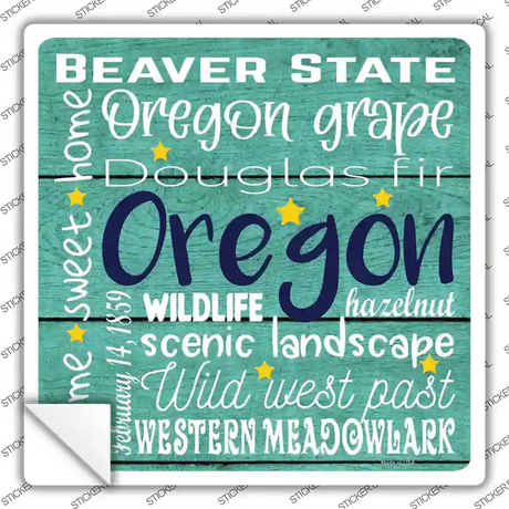 Oregon Motto Novelty Square Sticker Decal