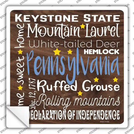 Pennsylvania Motto Novelty Square Sticker Decal