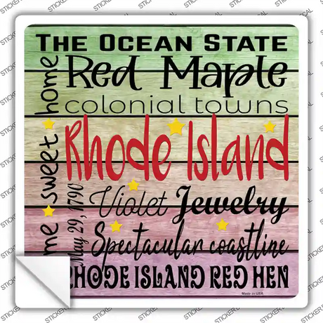 Rhode Island Motto Novelty Square Sticker Decal