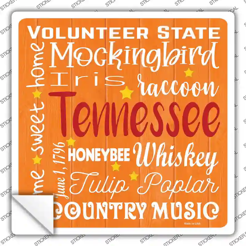 Tennessee Motto Novelty Square Sticker Decal