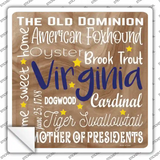 Virginia Motto Novelty Square Sticker Decal