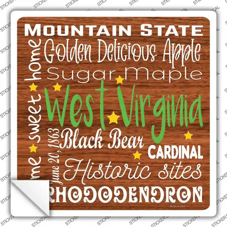 West Virginia Motto Novelty Square Sticker Decal