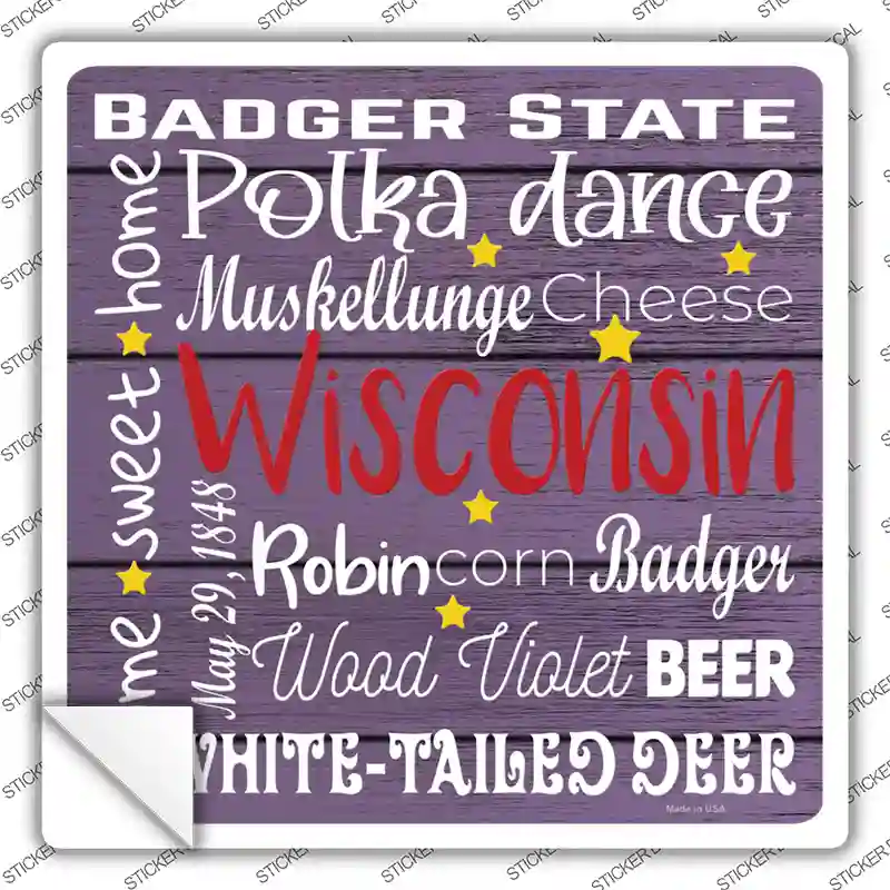 Wisconsin Motto Novelty Square Sticker Decal