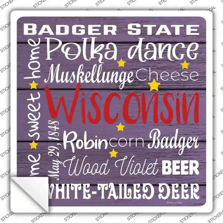 Wisconsin Motto Novelty Square Sticker Decal