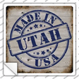 Utah Stamp On Wood Novelty Square Sticker Decal