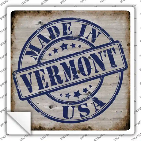 Vermont Stamp On Wood Novelty Square Sticker Decal