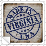Virginia Stamp On Wood Novelty Square Sticker Decal