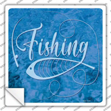 Fishing With Pole And Fish Novelty Square Sticker Decal