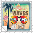 Boat Waves Sun Rays Novelty Square Sticker Decal