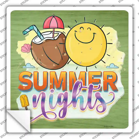 Summer Nights Novelty Square Sticker Decal