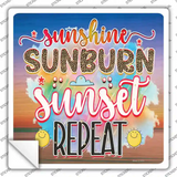 Sunshine Sunburn Sunset Repeat Novelty Square Sticker Decal
