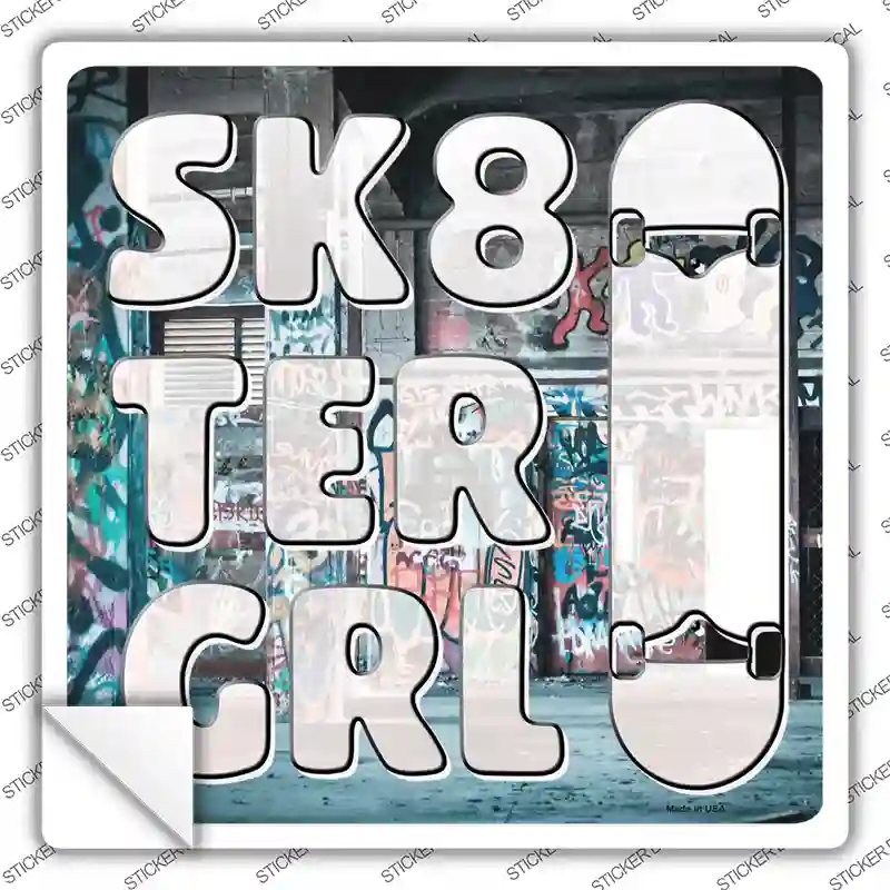 Sk8ter Girl Novelty Square Sticker Decal