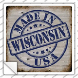 Wisconsin Stamp On Wood Novelty Square Sticker Decal