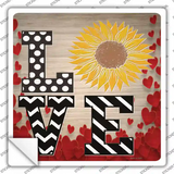 Love Sunflower Novelty Square Sticker Decal