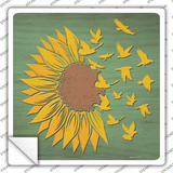 Sunflower Petals Turn To Birds Novelty Square Sticker Decal