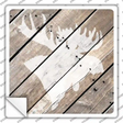 Moose Silhouette Wood Plank Novelty Square Sticker Decal